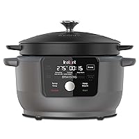 Instant Electric Round Dutch Oven, 6-Quart 1500W, From the Makers of Instant Pot, 5-in-1: Braise, Slow Cook, Sear/Sauté, Cooking Pan, Food Warmer, Enameled Cast Iron, Included Recipe Book, Black