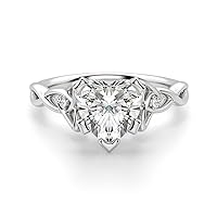Riya Gems 2.20 CT Heart Cut Colorless Moissanite Engagement Ring Wedding/Bridal Rings, Diamond Ring, Anniversary Solitaire Halo Promise Vintage Antique Gold Silver Rings Gift