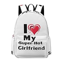 I Love My Super Hot Girlfriend Laptop Backpack for Women Men Cute Shoulder Bag Printed Daypack for Travel Sports Work