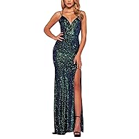 Summer Dress for Women Over 50,Women's Solid Color Elegant Sexy Sequin Backless Maxi Dress Slimming Split Forma