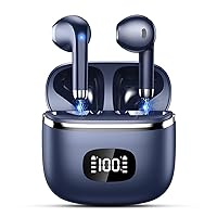Wireless Earbuds Bluetooth Headphones 5.3 Bass Stereo Earphones, 40H Playtime Ear Buds with LED Power Display, Bluetooth Earbud with Noise Cancelling Mic IPX7 Waterproof Earbuds for iOS Android Blue