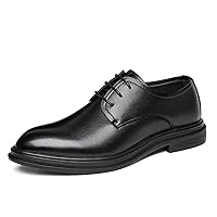Men's Vegan Leather Oxfords Brogue Lace Up Style Burnished Toe Shoes Anti Slip Formal