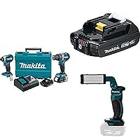 Makita XT269R 2 Amp 18V Compact LXT Lithium-Ion Brushless Cordless Combo Kit (2 Piece) with free Makita BL1820B 18V Compact Lithium-Ion 2.0Ah Battery and free Makita DML801 18V LXT Lithium-Ion Cordless 12 L.E.D. Flashlight