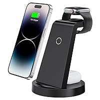 3 in 1 Charging Station for iPhone, Wireless Charger for iPhone 15 14 13 12 11 X Pro Max & Apple Watch - Charging Stand Dock for AirPods