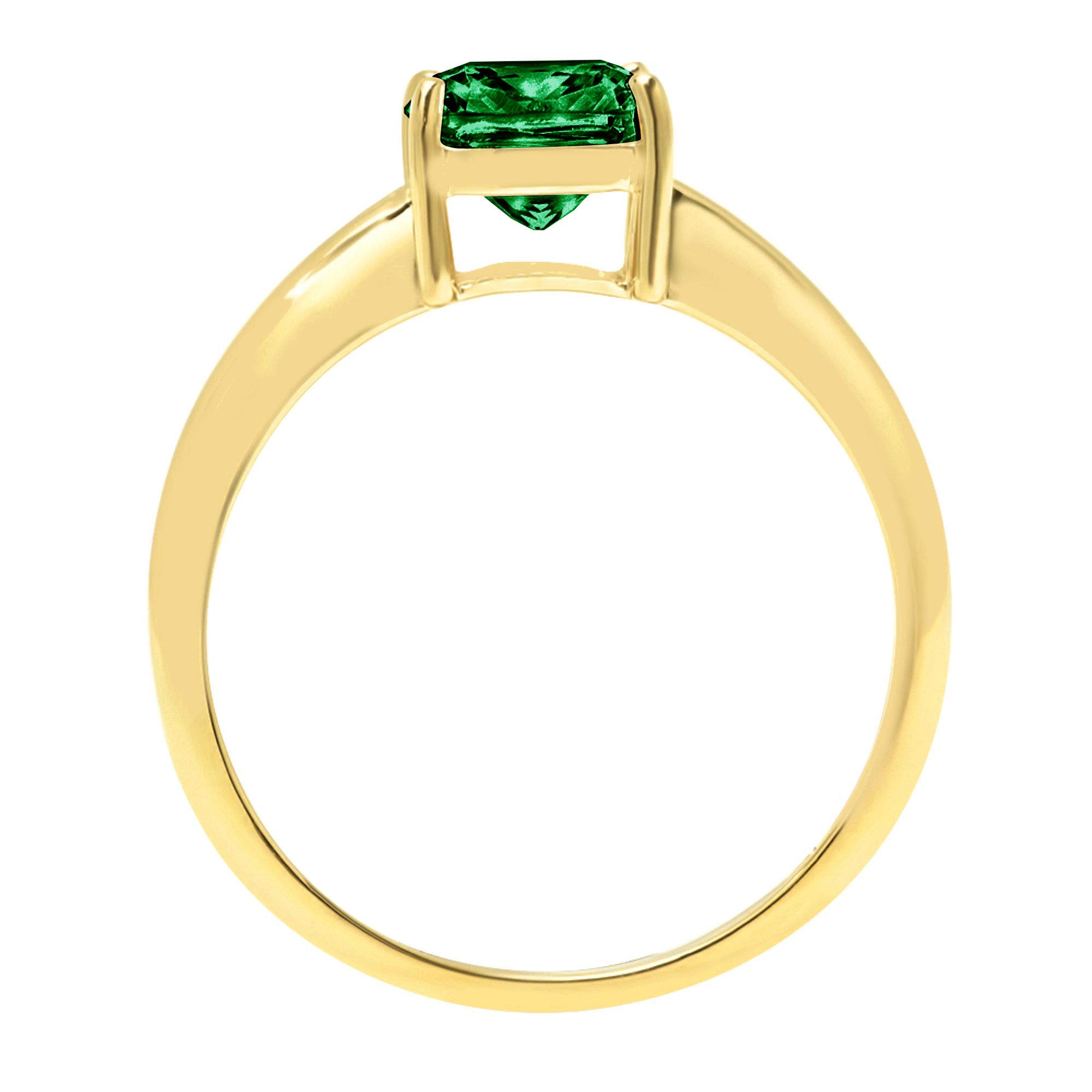 Clara Pucci 1.4ct Cushion Cut Solitaire Simulated Green Emerald Engagement Bridal Promise Anniversary Ring 14k Yellow Gold