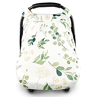 Car Seat Covers for Babies, Leaf Carseat Canopy Summer, Stretchy Baby Car Seat Cover with Breathable Window, Kick-Proof Infant Carseat Cover for Boys Girls