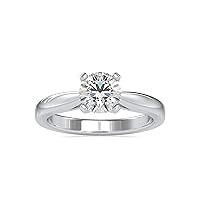 Certified Solitaire Engagement Ring Studded with 1.14 Ct Center Round Moissanite Diamond in 14k White/Yellow/Rose Gold for Women on Her Engagement Ceremony