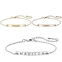MignonandMignon Personalized Bracelets for Mom, Daughter, Children, Grandma Gifts Matching Custom Name Initial Engraved Charm -2BR