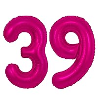 40 inch Hot Pink Number 39 Balloon, Giant Large 39 Foil Balloon for Birthdays, Anniversaries, Graduations, 39th Birthday Decorations for Kids