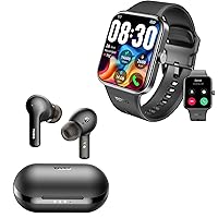 TOZO S4 AcuFit One Smart Watch Call/Answer Fitness Tracke Black + A2 Mini Wireless Earbuds Bluetooth 5.3 in Ear Light-Weight Headphones Black