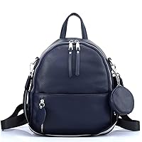 zency Soft Cowhide Leather Backpack 2020 Winter New Classic Fashion Design Rucksack Simple Casual Outdoor Quality A+ (Dark Blue)
