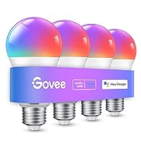 Smart Light Bulbs, Color Changing Light Bulb, Work with Alexa and Google Assistant, 16 Million Colors RGBWW, WiFi & Bluetooth LED Light Bulbs, Music Sync, A19, 800 Lumens, 4 Pack