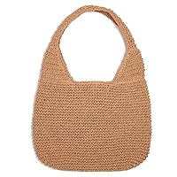 Hand-Woven Soft Large Straw Shoulder Bag Straw Handle Tote Retro Summer Beach Bag Rattan Handbag