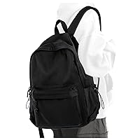 PAUBACK Black School Backpack for Girls Women Waterproof High School Book Bag Cute Backpack for Men Teens Boys, Lightweight Simple Middle School Back Pack Daypack