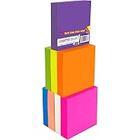 2028-N Sticky Notes, 2 x 2 Inches, Small Size, Self-Stick Notes, 100 Sheets/Pad, 8 Pads/Pack, Neon Color