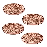 Devyom Home Set of 4 Copper Hammered Drinks Coasters with Protective Lacquer Coating and Felt Bottom. Pack of 4 Metallic Copper Coasters are Perfect for Inserting Metallic Splash.