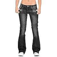 Women's Skinny Girlfriend Jeans Stretchy Bell Bottom Bootcut Denim Pant Sexy Slimming Mid Waisted Flare Bottom Jeans