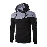 Men Hoodies 2023 Drawstring Hooded Sweatshirt Stylish Color Block Pullover Hoodie Casual Fleece Athletic Sweater Tops