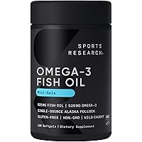 Fish Oil Mini-Softgels - Easy to Swallow Omega-3 Fatty Acids from Wild Caught Alaska Pollock Supporting Brain & Heart Health - 625mg, 120 Capsules