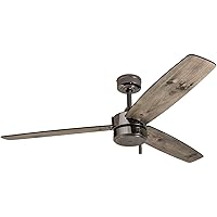 Prominence Home Journal, 52 Inch Contemporary Indoor Outdoor Ceiling Fan with No Light, Pull Chain, Dual Mounting Options, Dual Finish Blades, Reversible Motor - 51024-01 (Gun Metal)