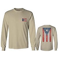 Puerto Rico Flag Boricua Rican Nuyorican Front and Back Long Sleeve Men's