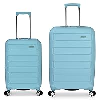 Traveler's Choice Pagosa Indestructible Hardshell Expandable Spinner Luggage, Baby Blue, 2-Piece Set (22/26)