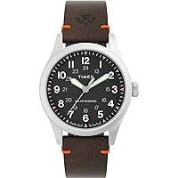 Timex Men's Expedition North Field Solar 36mm Watch - Brown Strap Black Dial Stainless Steel Case