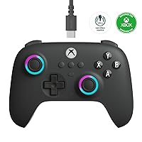8Bitdo Ultimate C Wired Controller for Xbox, RGB Lighting Fire Ring and Hall Effect Joysticks, Compatible with Xbox Series X|S, Xbox One, Windows 10/11 - Officially Licensed (Dark Gray)