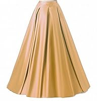 Diydress Women's Long Fashion High Waist A-Line Satin Skirts with Pockets