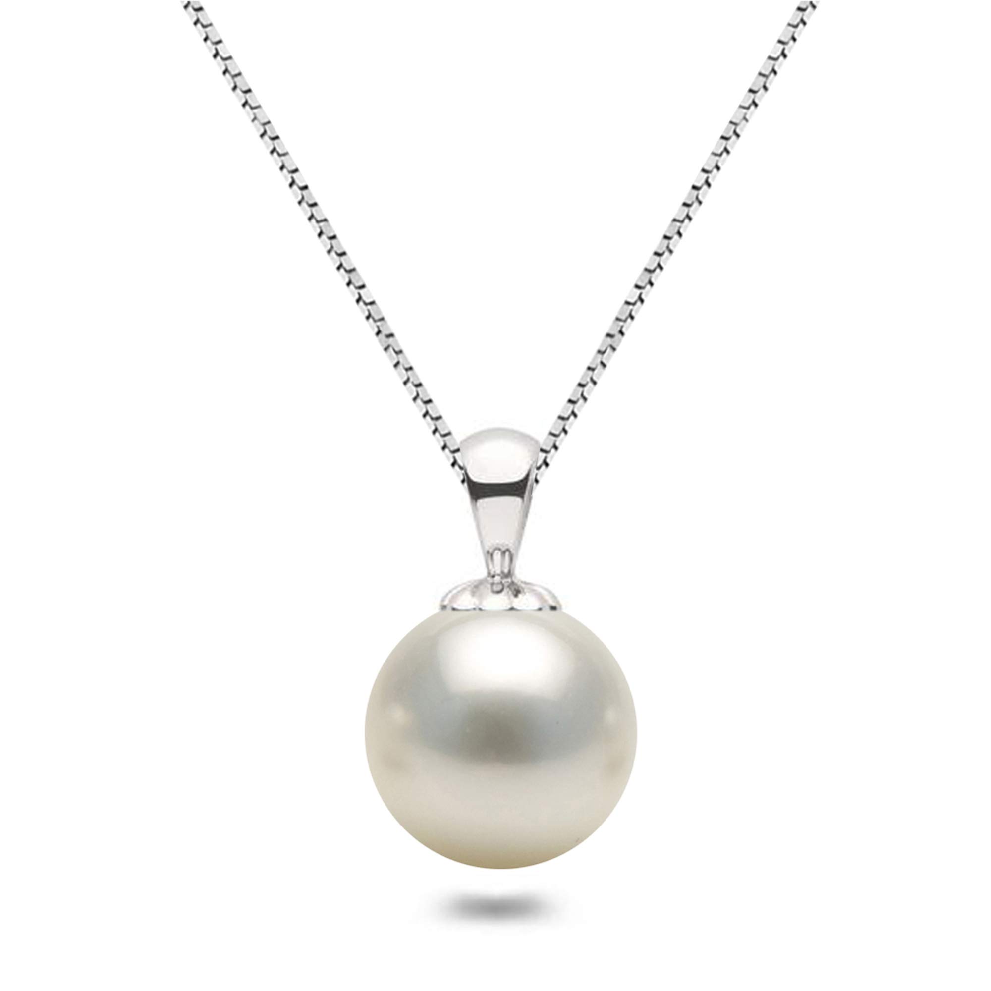 Orien Jewelry White Japanese AAAA 6-10mm Akoya Cultured Pearl Pendant Necklace 16