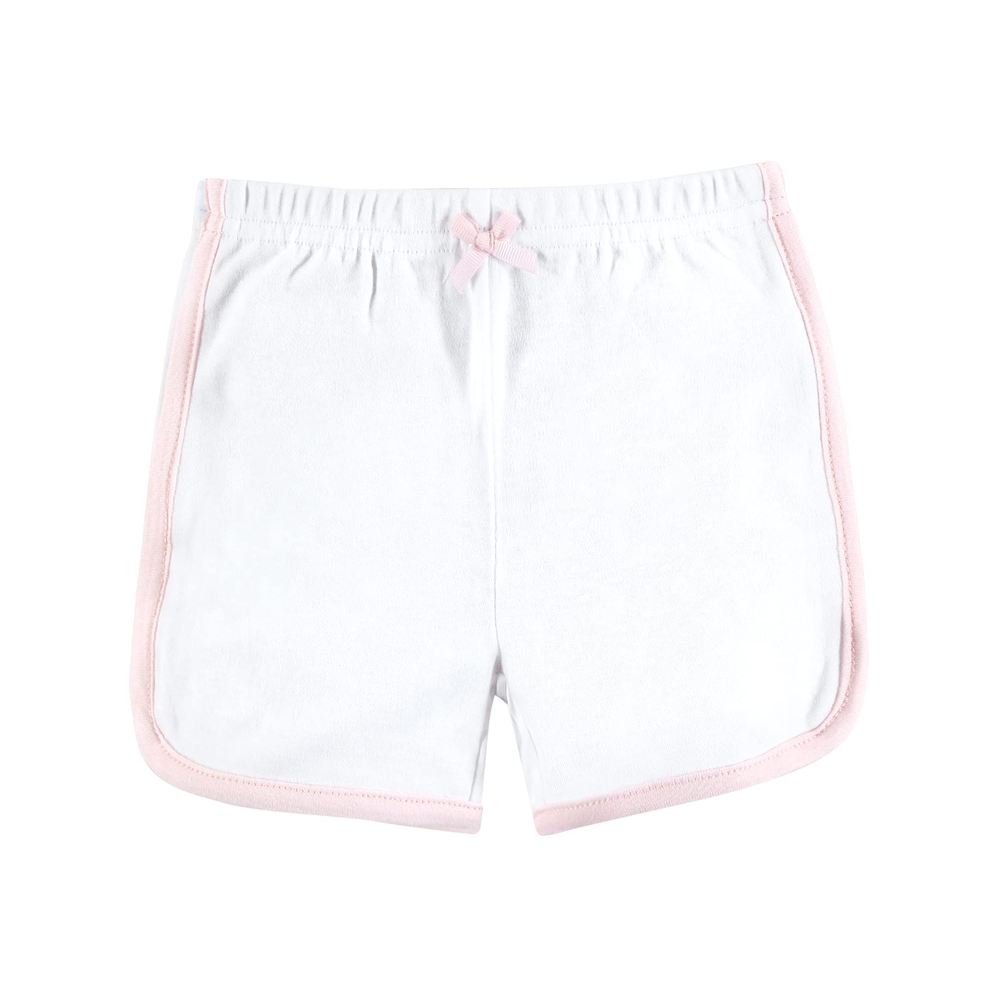 Hudson Baby Unisex Baby and Toddler Shorts Bottoms 4-Pack, Pink White, 0-3 Months