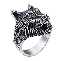 Men's Stainless Steel Gold/Silver/Black Plated Vintage Wolf Head Biker Ring