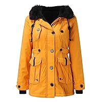 Women's Plus Size Winter Jacket Furry Warm Winter Coats Faux Fur Hooded Overcoat Trench Coats Thick Outwear Parka