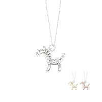 1/20ct Diamond Balloon Charm Animal Pendant in Sterling Silver - Horse