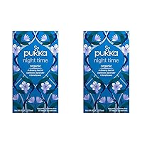Pukka Night Time, Organic Herbal Sleep Tea With Chamomile, Lavender & Valerian, 20 Tea Bags (Pack of 2)