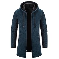 BOBT Jackets For Men Fashion Autumn And Winter Plaid Hooded Fleece Knitted Sweater Casual Jacket Coats