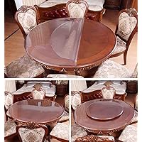 Round Crystal Clear PVC Table Top Protector Plastic Tablecloth Coffee Table Protector Scratch Kitchen Dining Room Circular Protective Cover Pad Wipeable (1mm Thick,26 inch Diameter)