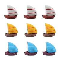 Happyyami 9pcs Small Sailing Boat Ornament Beach Hawaiian Centerpieces for Tables Sailboat Sculpture Tabletop Miniatures Mini Decor Models Boat Shaped Decor Paper Cup Resin Cake
