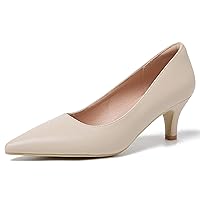 Womens Pumps Low Heel Dress Shoes Closed Pointed Toe Kitten Heels for Wedding Office Evening Party (Not Suitable for Wide Feet)