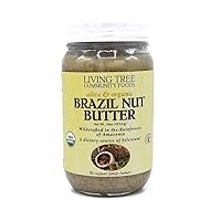 Living Tree Community Foods - Alive & Raw Organic Brazil Nut Butter - Nut Butter Made in Small Batches & Always Fresh - 16 Ounce Jar