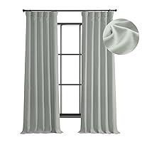 HPD Half Price Drapes Faux Linen Room Darkening Curtains - 108 Inches Long Luxury Linen Curtains for Bedroom & Living Room (1 Panel), 50W X 108L, Oyster