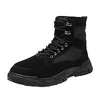 Men's Plain Toe Zip Boot Fashion Bicycle Toe Boot Hiking Boots for Men Casual Boots Mens Water-Resistant Boots (vo1-Black, 8.5)