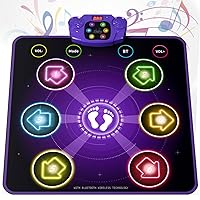 Bambilo Dance Mat Toys Gifts for 3 4 5 6 7 8 9 10-12 Years Old Girls, Light Up 6 Buttons with 6 Game Modes Step Floor Mat - Bluetooth & Built-in Musical Dance Mat for Kids Girls Boys Age 4-7-8-12
