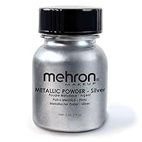 Mehron Makeup Metallic Powder | Metallic Chrome Powder Pigment for Face & Body Paint, Eyeshadow, and Eyeliner .5 oz (14 g) (Silver)