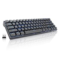 VELOCIFIRE Wireless Mechanical Keyboard, TKL71WS 71-Key Tenkeyless Brown Switches Compact Gaming Keyboard with Ice Blue Backlit for Copywriters, Typists, and Programmers