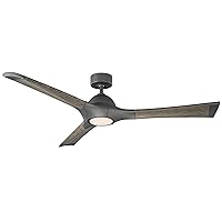 Woody Smart Indoor and Outdoor 3-Blade Ceiling Fan 60in Graphite Weathered Gray with 3500K LED Light Kit and Wall Control works with Alexa, Google Assistant, Samsung Things, and iOS or Android App