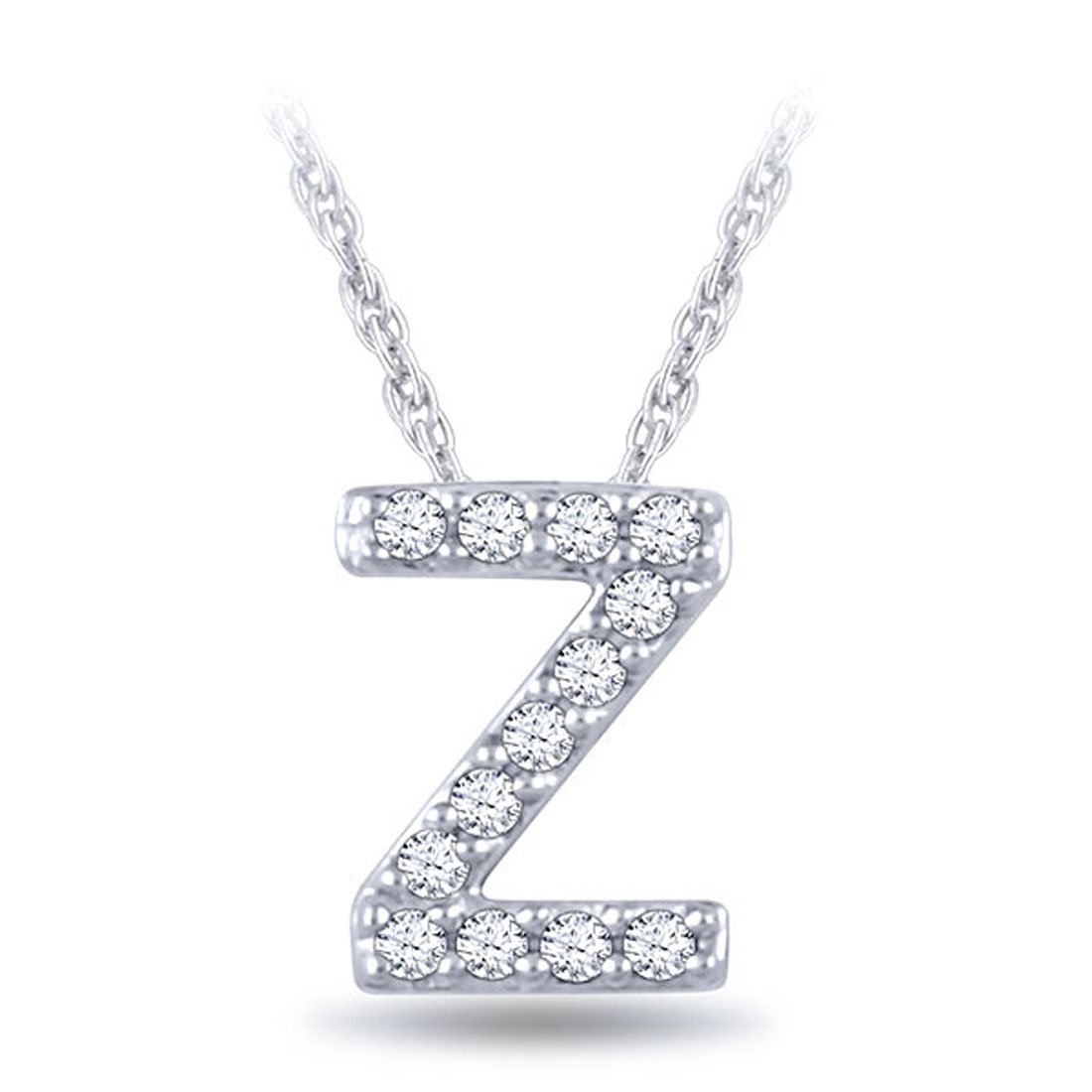 EternalDia 1/20 cttw 925 Sterling Silver Round White Diamond Initial A to Z Alphabet Letter Monogram Pendant Necklace In 18