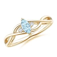 925 Sterling Silver 0.30 Ctw Marquise Aquamarine Gemstone Women Stacking Ring GIFT FOR HER