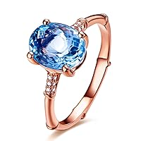 Sea Blue Natural Aquamarine Gemstone Pave Diamond Solid 14K Rose Gold Wedding Promise Wedding Engagement Fashion Ring for Women