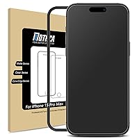 Mothca Matte Glass Screen Protector for iPhone 15 Pro Max (6.7 inch) Anti-Glare & Anti-Fingerprint Tempered Glass Clear Film, [Easy Installation Frame] Case Friendly, Bubble Free - Smooth as Silk